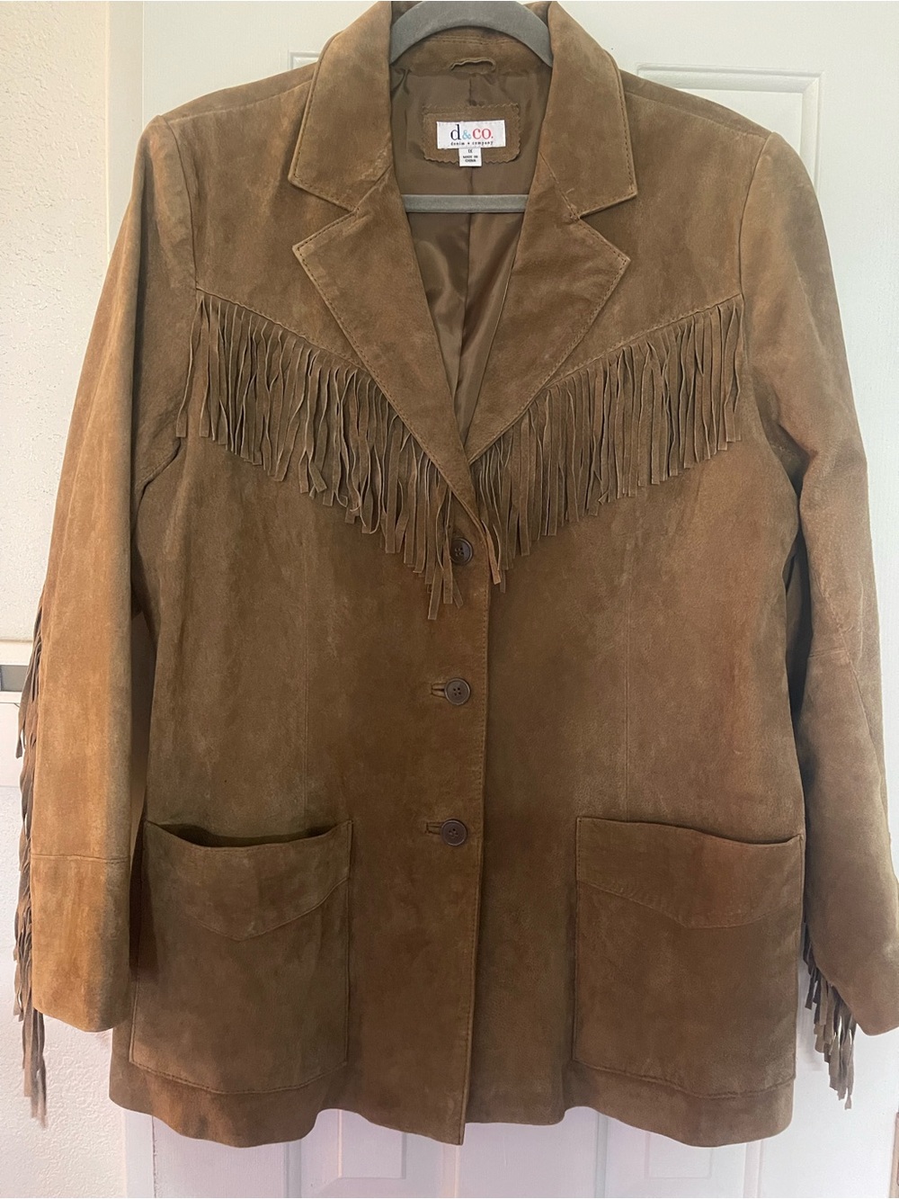 Denim&Co Brown Suede Fringe Jacket